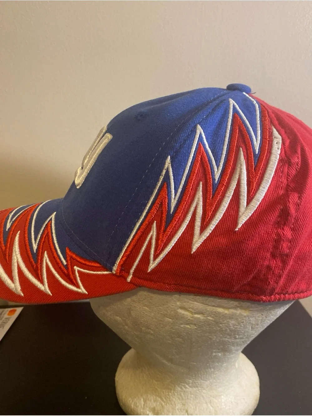 Vintage Reebok New York Giants Hat S/M Blue Red Zig Zag Lightning Bolt Cap NFL